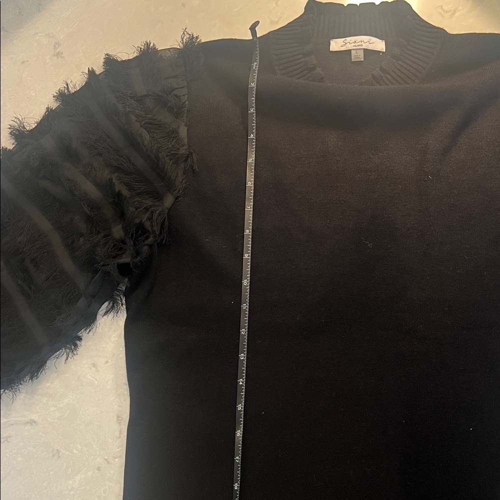 Sandro Black Fringe Sleeve Sweater